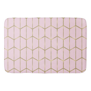 Boho Roze Zeshoek Goud & Geometrische Glamour Badmat