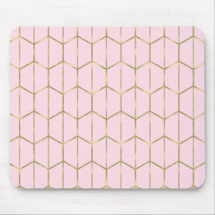 Boho Roze Zeshoek Goud & Geometrische Glamour Muismat
