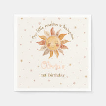 Boho Roze Zon Meisje 1e Verjaardag