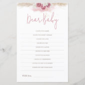 Boho Rozen Baby shower Game Beste Baby-wensen (Voorkant)