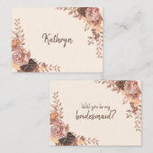 Boho Rozen bruidsmeisje voorstel Notitiekaartje (Voorkant / Achterkant)