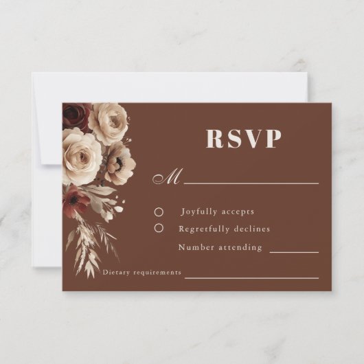Boho  Rozen bruiloft RSVP Kaartje (Voorkant)