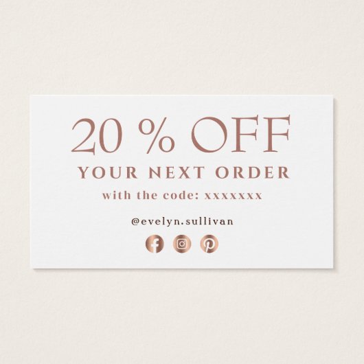 Boho rozen dank je korting visitekaartje (Achterkant)