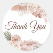 Boho Rozen Dank u Ronde Sticker (Voorkant)