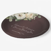 Boho Rozen en Elegante Bourgondische bruiloft Papieren Bordje (Gekanteld)