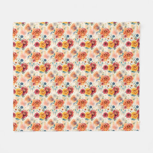 Boho rozen en veren bloemenpatroon fleece deken