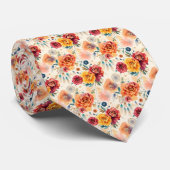 Boho  rozen en veren bloemenpatroon stropdas (Opgerold)