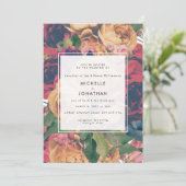 Boho Rozen Modern Wedding Kaart (Staand voorkant)