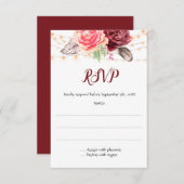 Boho Rozen Veren Lichten Bruiloft RSVP Kaartje (Voorkant / Achterkant)