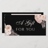 Boho rozen zwarte cadeaubon (Voorkant / Achterkant)