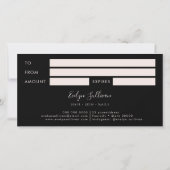 Boho rozen zwarte cadeaubon (Achterkant)