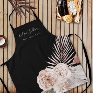 Boho rozen zwarte schoonheidsberoeps schort