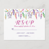 Boho RSVP Paarse Trouwveren Native American