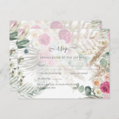 Boho RSVP Roze Bloem Pampas Gras Bruiloft Briefkaart (Voorkant / Achterkant)