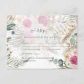 Boho RSVP Roze Bloem Pampas Gras Bruiloft Briefkaart (Voorkant)