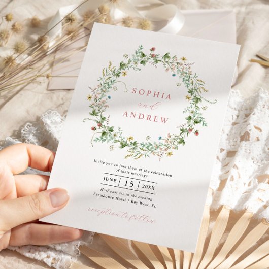 Boho Russe Fleur sauvage Faire-part de mariage