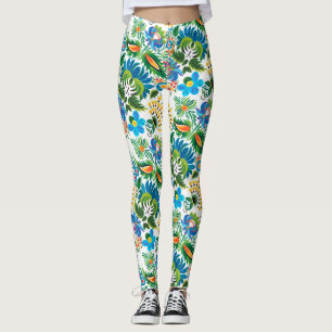 Boho Russian Folk Art Floral Pattern Leggings