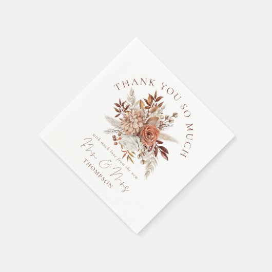 Boho Rust Bloemen Nieuw Mr Mrs. Dank u Servet (Hoek)