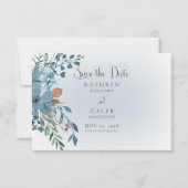 Boho Rust & Blue Floral Enregistrer la carte Date (Devant)