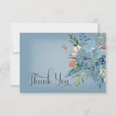 Boho Rust & Blue Floral Mariage Carte de remerciem (Devant)