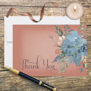 Boho Rust & Blue Floral Wedding Hartelijk dank Bedankkaart