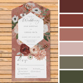 Boho Rust Burgundy Herfst Floral Dinner All In One Uitnodiging