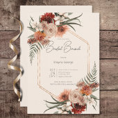 Boho Rust & Cream Herfst Bloemen Bruidsbrunch Kaart