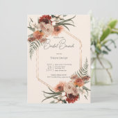 Boho Rust & Cream Herfst Bloemen Bruidsbrunch Kaart (Staand voorkant)