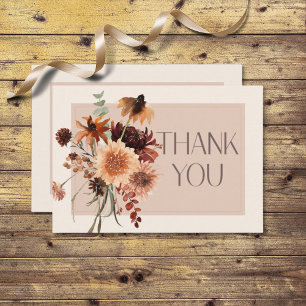 Boho Rust & Cream Herfst Bloemenbruiloft Bedankkaart