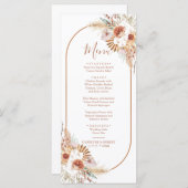 Boho Rust Et Pampas Grass Mariage Dîner Menu (Devant / Derrière)