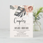BOHO RUST FLORAL MONSTRERA COUPLES SHOWER INVITE BEDANKKAART (Staand voorkant)