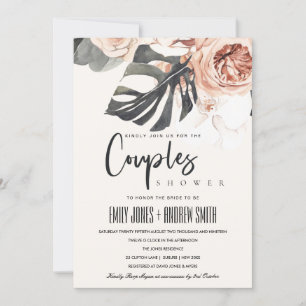 BOHO RUST FLORAL MONSTRERA COUPLES SHOWER INVITE BEDANKKAART