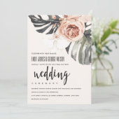 BOHO RUST FLORAL MONSTRERA LEAF WEDDING INVITE BEDANKKAART (Staand voorkant)