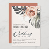 BOHO RUST FLORAL MONSTRERA LEAF WEDDING INVITE BEDANKKAART (Voorkant / Achterkant)