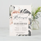 BOHO RUST FLORAL MONSTRERA REHERSAL DINNER INVITE BEDANKKAART (Staand voorkant)