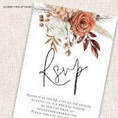 Boho Rust Florals Script QR Code Mariage carte RSV