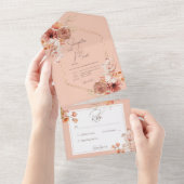 Boho Rust Herfst Floral op strand geen diner All In One Uitnodiging (Afscheurbaar)