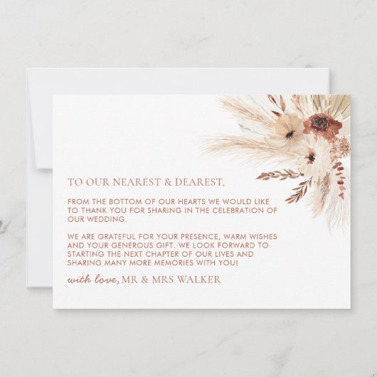 Boho Rust Mariage Carte de remerciements plat HAZE (Dos)