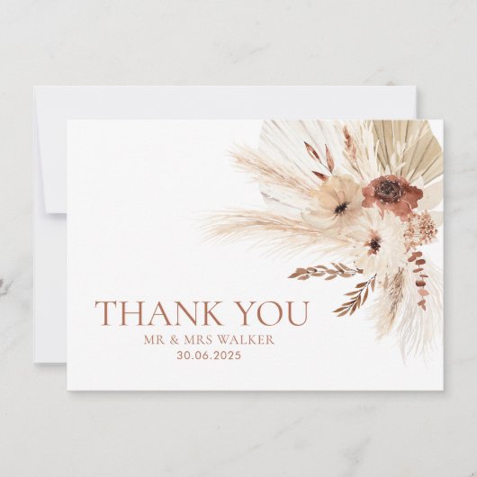 Boho Rust Mariage Carte de remerciements plat HAZE (Devant)