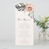 BOHO RUST MONSTRERA FLORAL WATERVERF WEDING MENU (Staand voorkant)