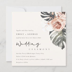 BOHO RUST MONSTRERA WATERVERF FLORAL WEDING KAART