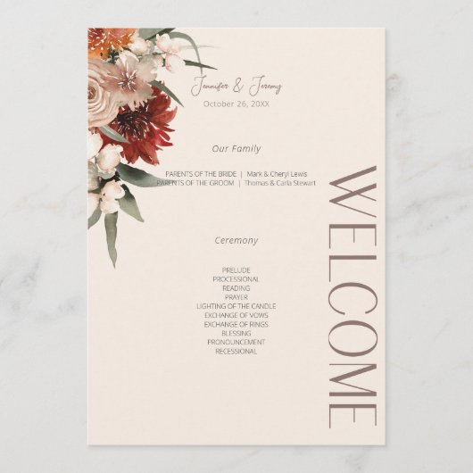 Boho Rust & Neutral Cream Herfst Bloemen Programma (Voorkant)