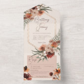 Boho Rust & Neutral Herfst Bloemencrème w / Detail All In One Uitnodiging (Binnen)
