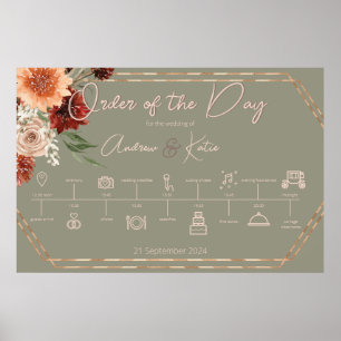 Boho Rust & Neutral Herfst Bloemenorde van de Dag  Poster