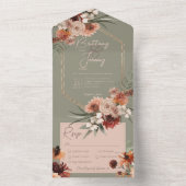 Boho Rust & Neutral Herfst Bloemensalie Groen Dine All In One Uitnodiging (Binnen)