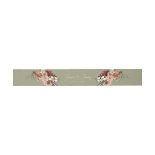 Boho Rust & Neutral Sage Herfst Bloemen Uitnodigingen Wikkel (Vlak)