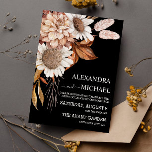 Boho Rust Terracotta Dried Fan Flowers Wedding Kaart