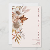 Boho Rust Terracotta Dried Fan Flowers Wedding Sav Save The Date (Voorkant)