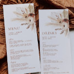 Boho Rust Terracotta Pampas Mariage Menu & Boisson<br><div class="desc">Un menu Boho Mariage mignon avec menu Boissons à l'arrière. Le menu parfait pampas herbe et fleurs séchées pour votre mariage boho dans des tons neutres (terre cuite et rouille). Les éléments correspondants comprennent faire-part de mariage, Enregistrer la date, Cartes de remerciements, Bannière de fond Mariage, Balises de favoris et...</div>