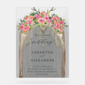 Boho Rustic Arch Roses Western Wedding Welcome Acryl Bord (Voorkant)